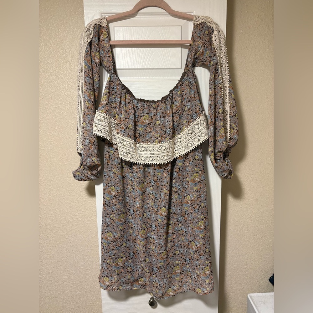 Judith March Brown Floral Dress size Large boho chic